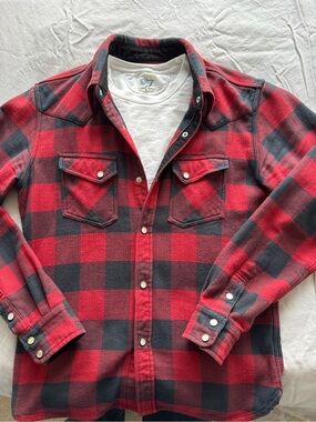 The Flat Head - Block Chexk Western Flannel Shirt (Large)